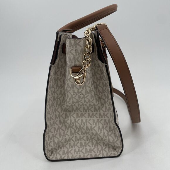 Michael Kors Nouveau Hamilton Handbag Satchel Crossbody Large Logo White *FLAW - Picture 7 of 14